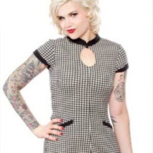 Sourpuss Black and White Houndstooth Mod Dress